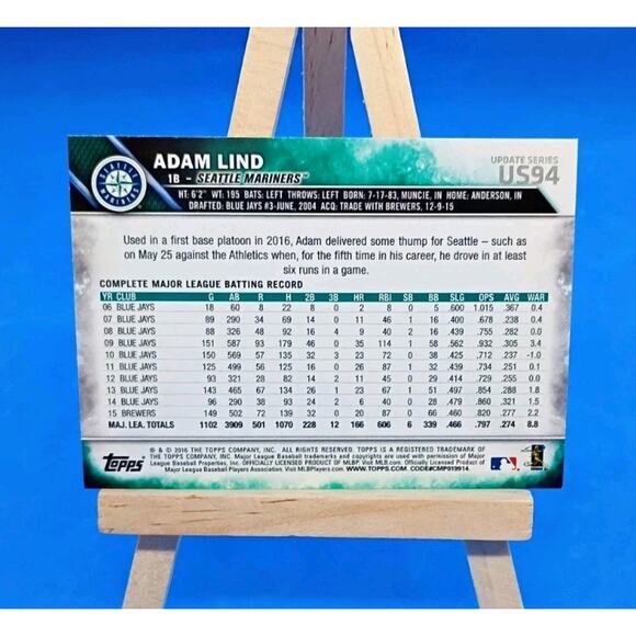 2016 Topps Update Series - Adam Lind #US94 - Picture 3 of 4